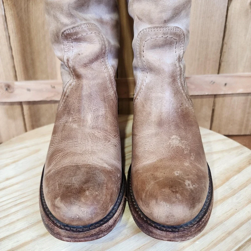 Frye Jane Tall Cuff Boots Womens 6‎ B Brown Leather Over The Knee Riding Western